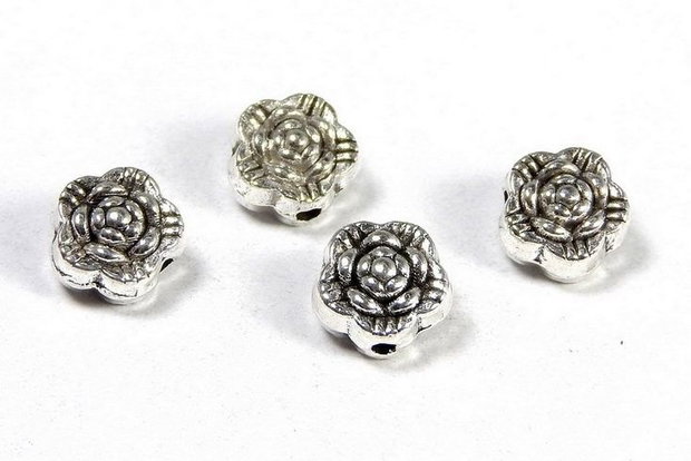 Margele din metal, argintiu antichizat, 6x6 mm