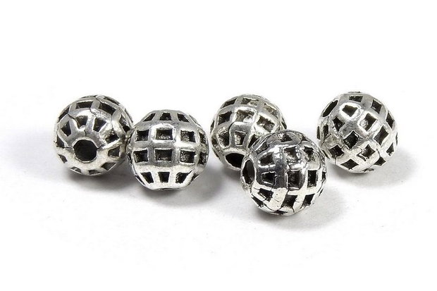 Margele din metal, argintiu antichizat, rotunde, 6 mm