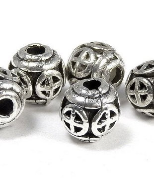 Margele din metal, argintiu antichizat, rotunde, 5.5 mm