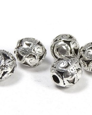 Margele din metal, argintiu antichizat, rotunde, 5.5 mm