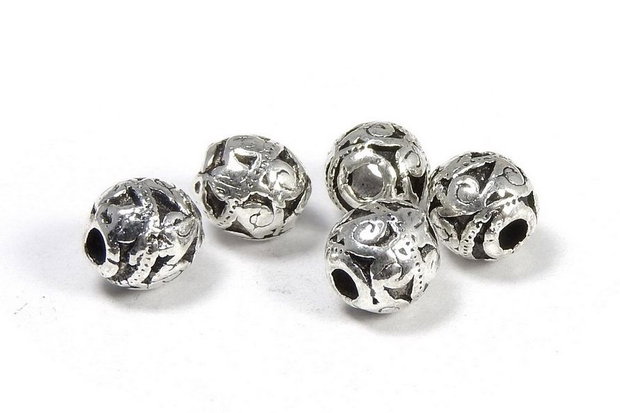 Margele din metal, argintiu antichizat, rotunde, 5.5 mm