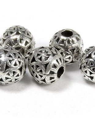 Margele din metal, argintiu antichizat, rotunde, 5.5 mm