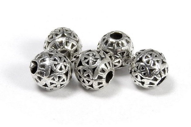 Margele din metal, argintiu antichizat, rotunde, 5.5 mm