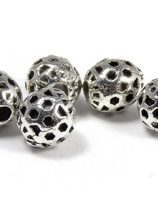 Margele din metal, argintiu antichizat, rotunde, 5.5 mm