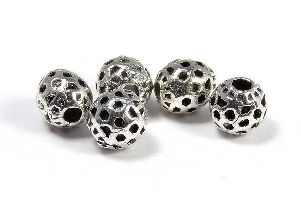 Margele din metal, argintiu antichizat, rotunde, 5.5 mm