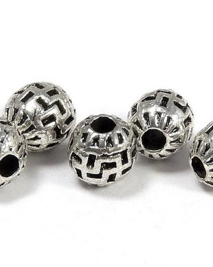 Margele din metal, argintiu antichizat, rotunde, 5.5 mm