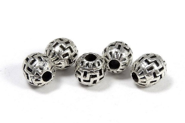 Margele din metal, argintiu antichizat, rotunde, 5.5 mm