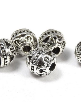Margele din metal, argintiu antichizat, rotunde, 5.5 mm