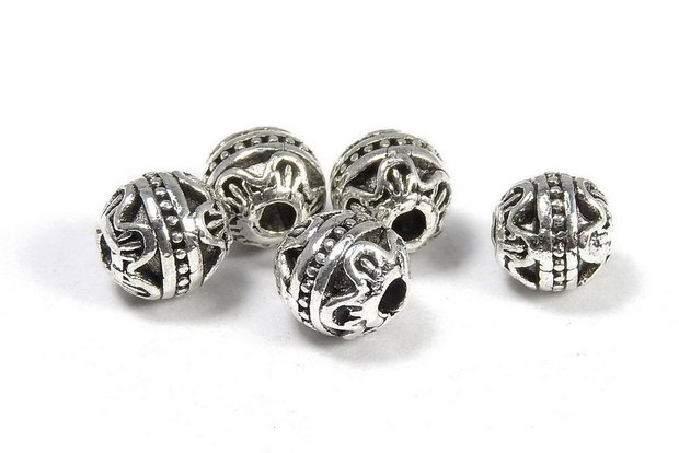 Margele din metal, argintiu antichizat, rotunde, 5.5 mm