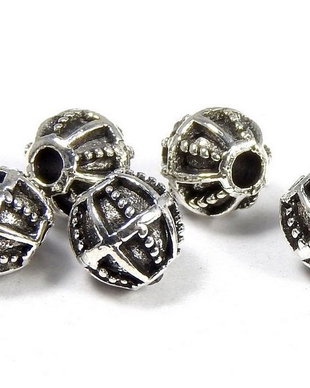 Margele din metal, argintiu antichizat, rotunde, 5.5 mm