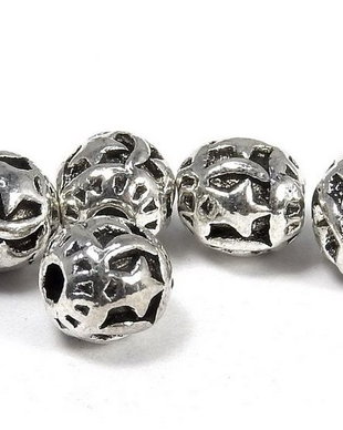 Margele din metal, argintiu antichizat, rotunde, 5.5 mm