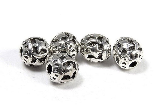 Margele din metal, argintiu antichizat, rotunde, 5.5 mm