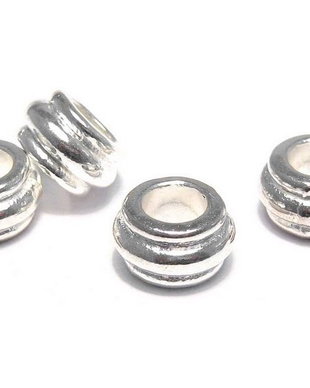 Margele din metal, argintii, 10 mm