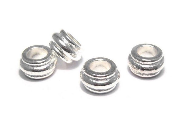 Margele din metal, argintii, 10 mm