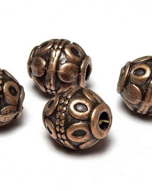 Margele din metal, cupru, 7x7.5 mm