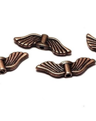 Margele din metal, cupru, aripi, 6.5x21 mm