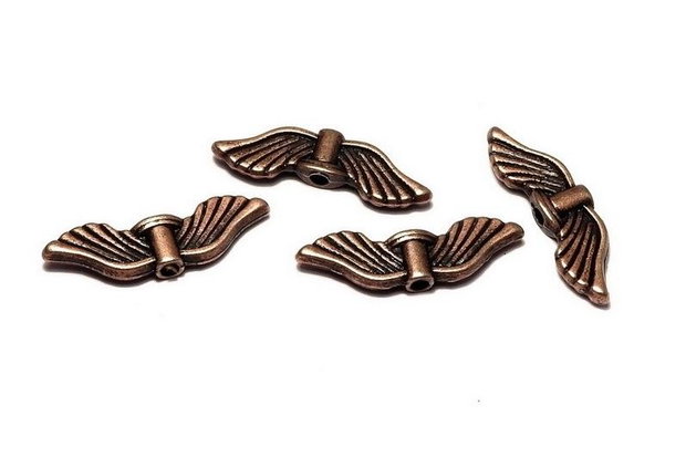 Margele din metal, cupru, aripi, 6.5x21 mm