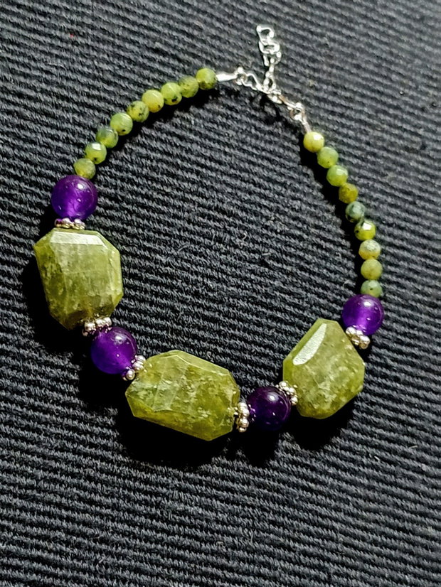 Set argint vesuvianit jad mov colier bratara cercei boho chic trendy