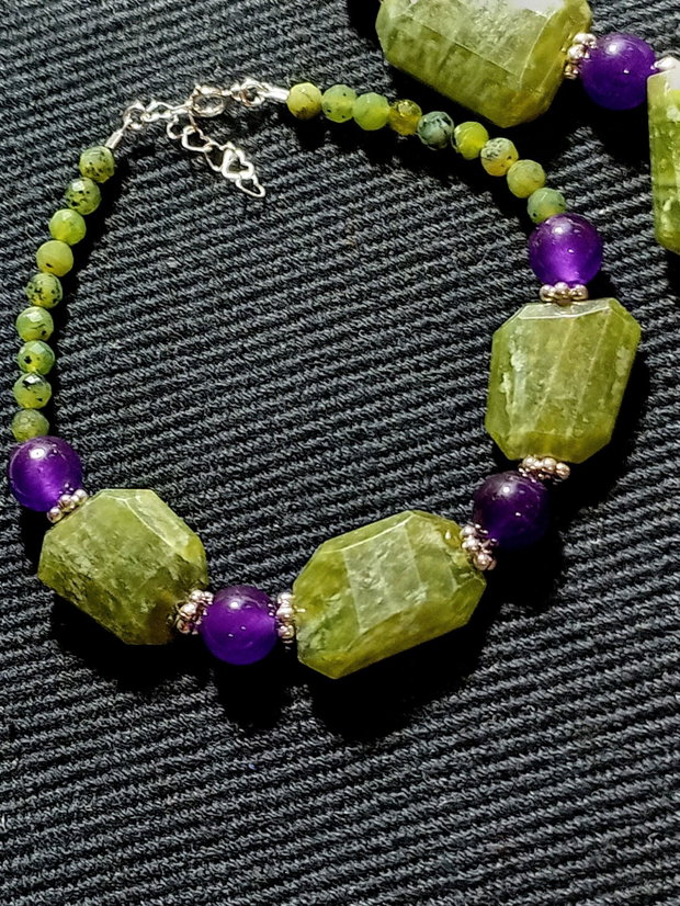Set argint vesuvianit jad mov colier bratara cercei boho chic trendy