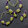 Set argint vesuvianit jad mov colier bratara cercei boho chic trendy