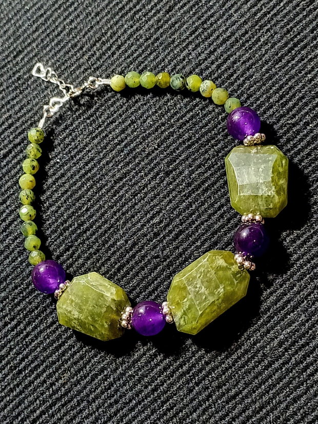 Set argint vesuvianit jad mov colier bratara cercei boho chic trendy