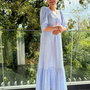 Rochie Lunga Volan Muselina Dungi Alb Bleu