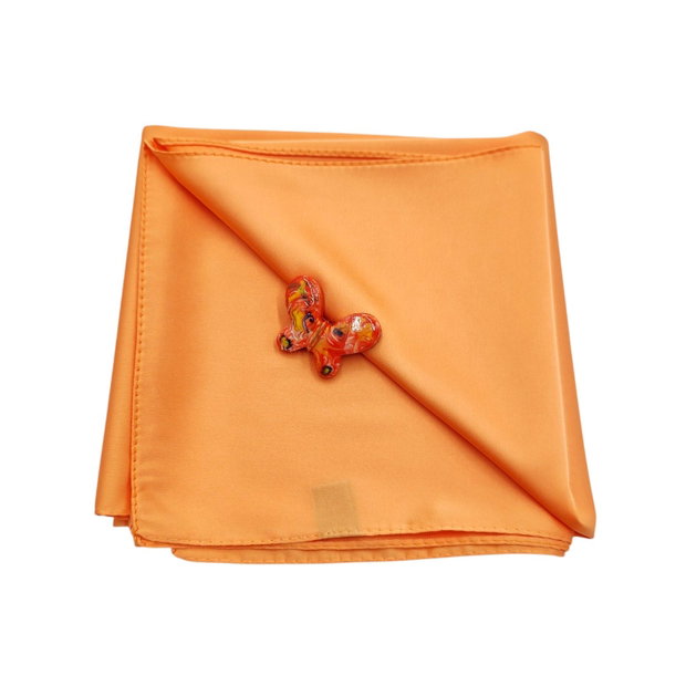 Set cadou esarfa satinata portocaliu piersica si brosa ceramica fluturas, 4680