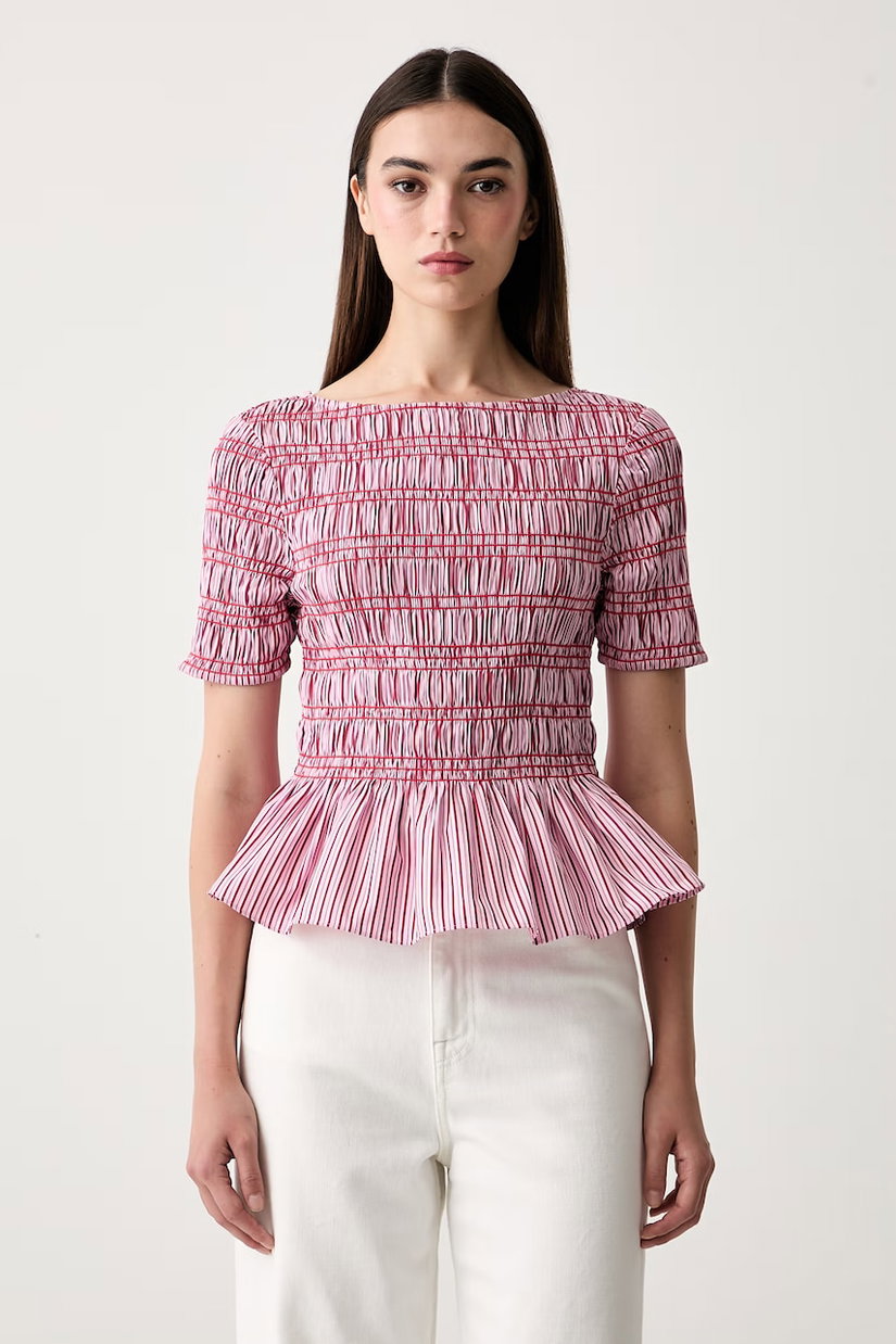 Tommy Hilfiger bluză cu volane pentru femei, cu bumbac