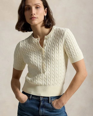 Polo Ralph Lauren pulover cu mânecă scurtă pentru femei din bumbac
