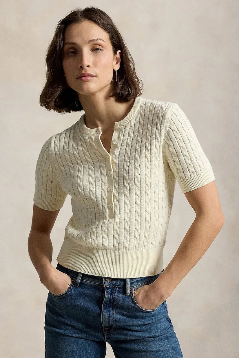 Polo Ralph Lauren pulover cu mânecă scurtă pentru femei din bumbac