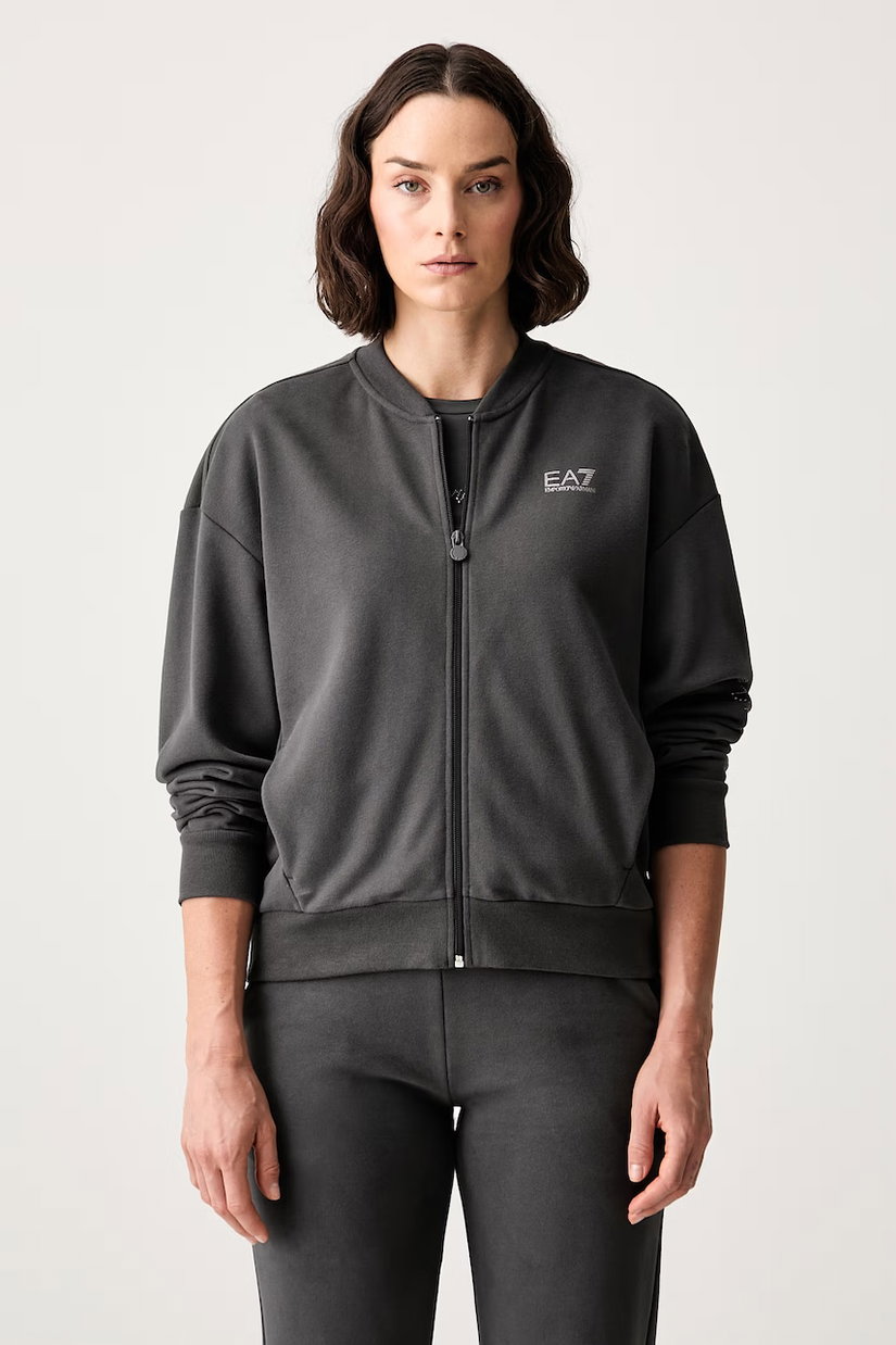 EA7 Emporio Armani hanorac cu fermoar pentru femei cu bumbac