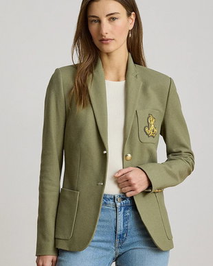 Lauren Ralph Lauren sacou cu un singur rând de nasturi pentru femei din bumbac cu elastan