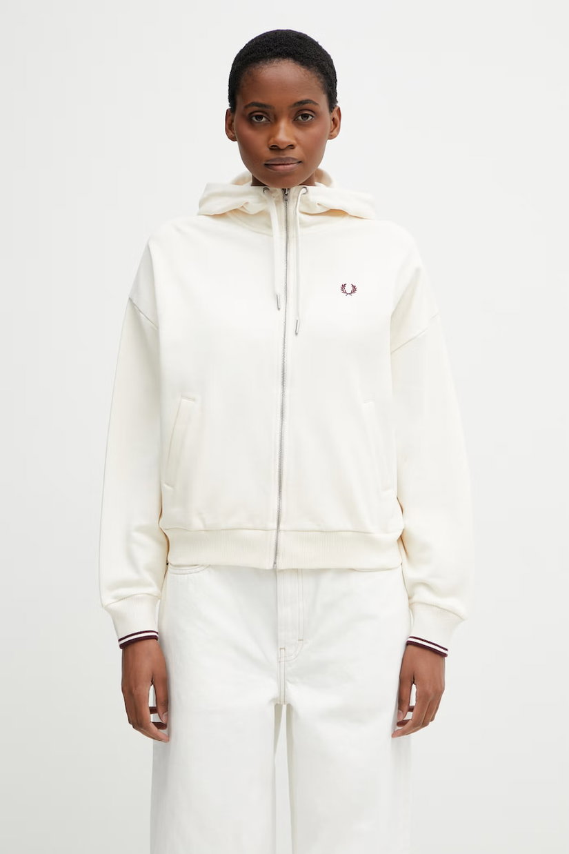 Fred Perry hanorac cu fermoar pentru femei, din bumbac
