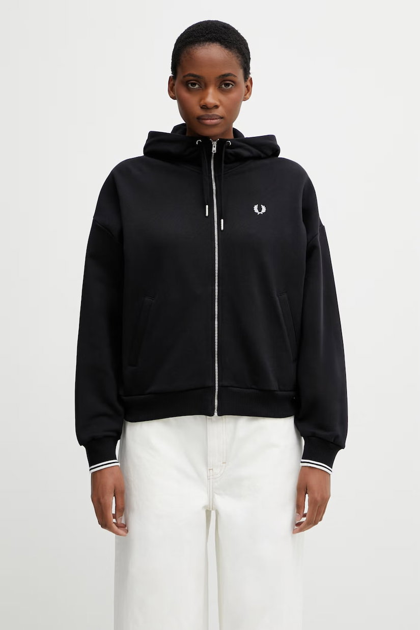 Fred Perry hanorac cu fermoar pentru femei, din bumbac