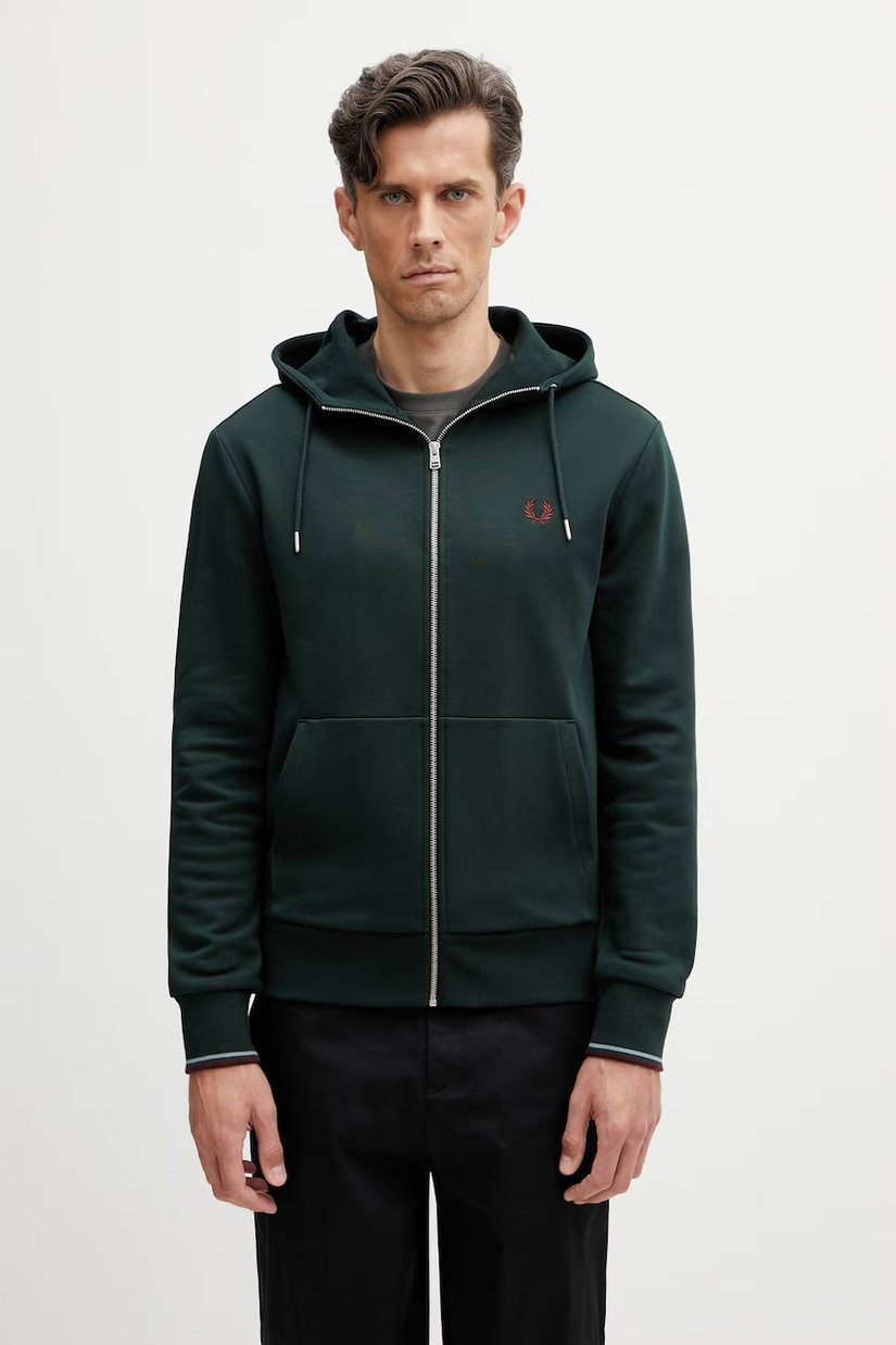 Fred Perry hanorac cu fermoar și glugă bărbătesc din bumbac