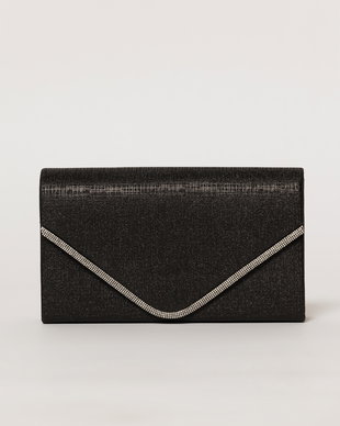 Clutch negru elegant cu clapeta decorata cu strasuri