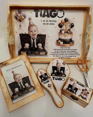 Set personalizat pentru taierea motului / tema Baby Boss, cu poza copilului