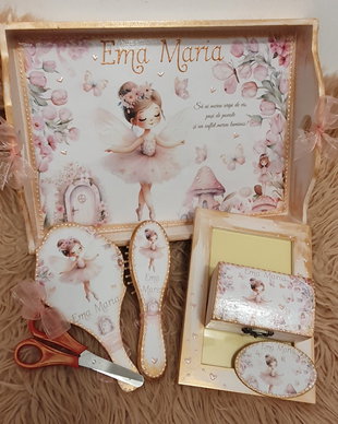 Set personalizat pentru taierea motului / tema zana, fluturi, taram magic