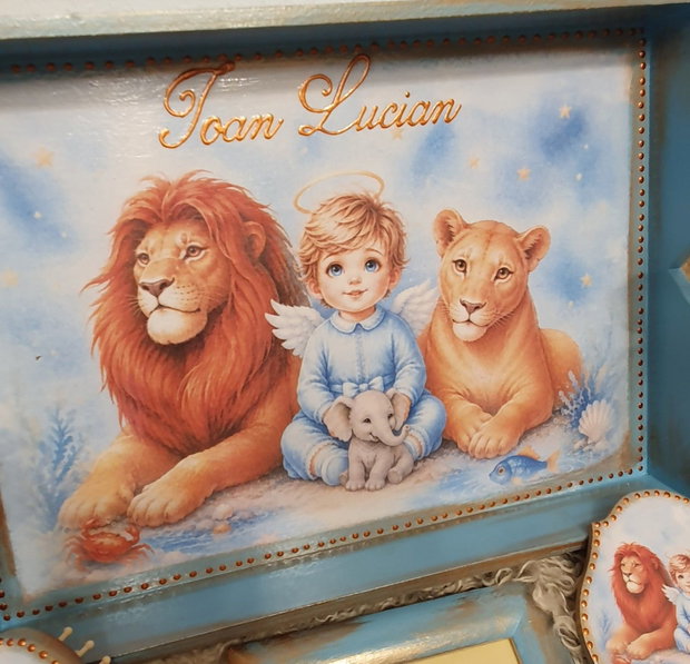 Set personalizat pentru taierea motului / tema baietel / lei