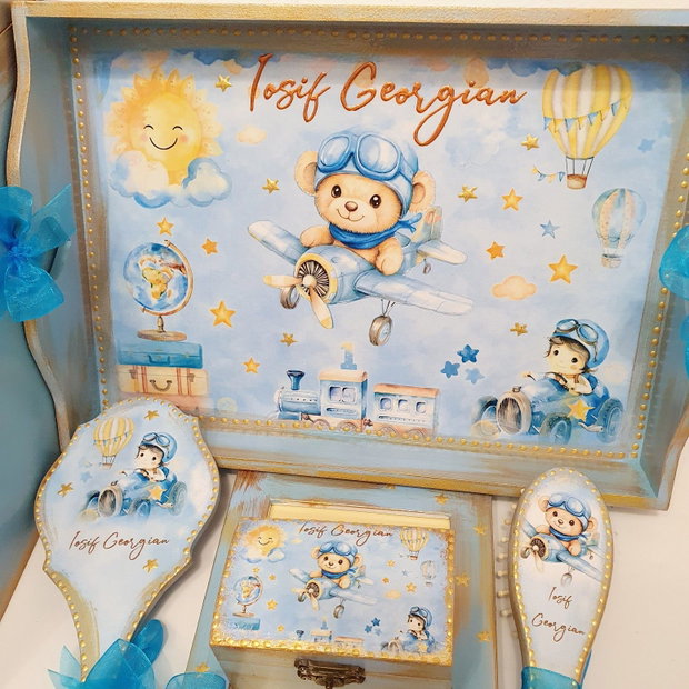Set personalizat pentru taierea motului, Ursulet si avion