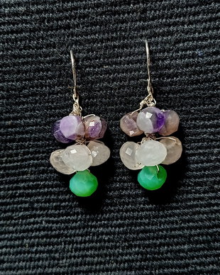 Cercei argint ametist cuart roz onix verde onion boho chic pastel trendy