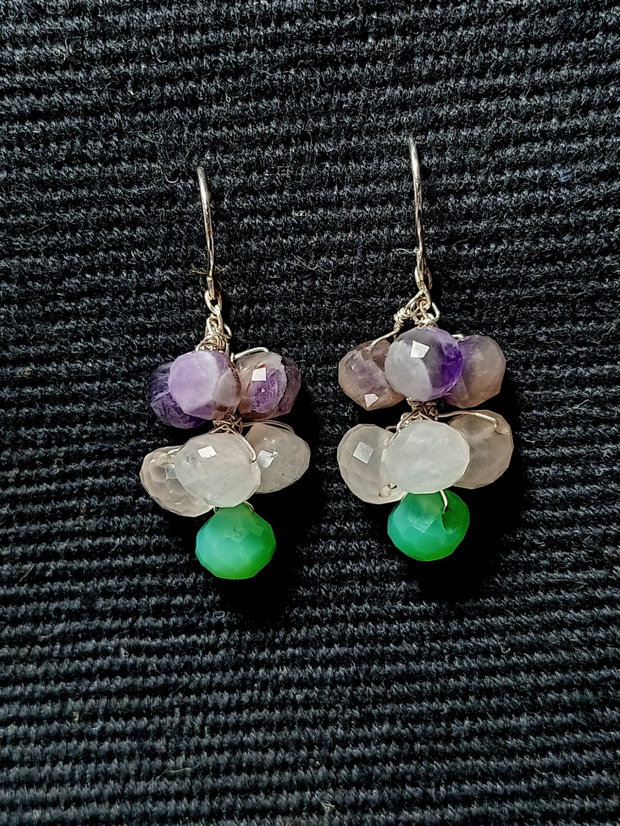 Cercei argint ametist cuart roz onix verde onion boho chic pastel trendy
