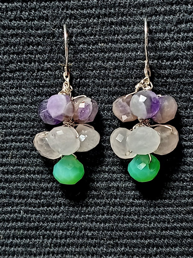 Cercei argint ametist cuart roz onix verde onion boho chic pastel trendy