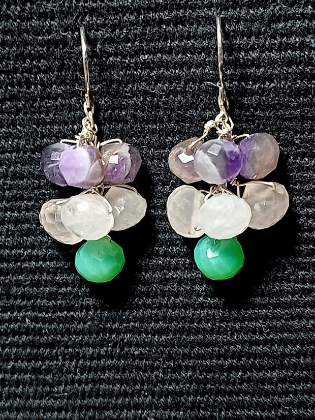 Cercei argint ametist cuart roz onix verde onion boho chic pastel trendy
