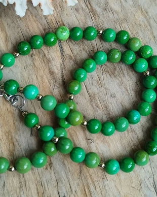 Colier verde! Crisocola, hematit auriu  REZERVAT