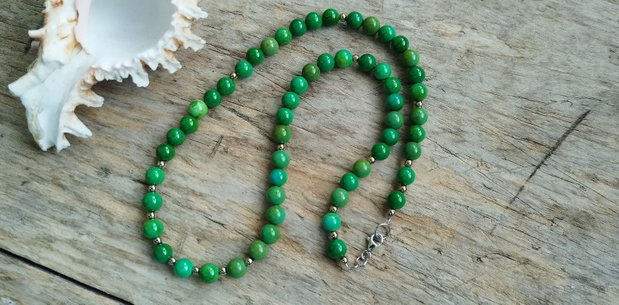 Colier verde! Crisocola, hematit auriu  REZERVAT