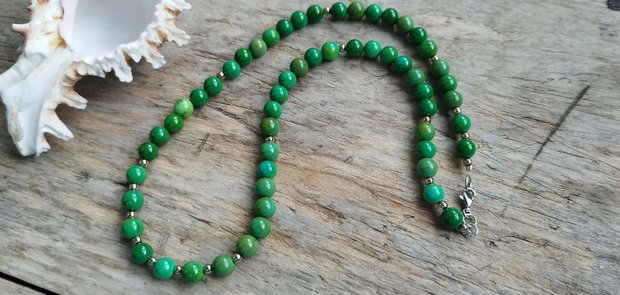 Colier verde! Crisocola, hematit auriu  REZERVAT