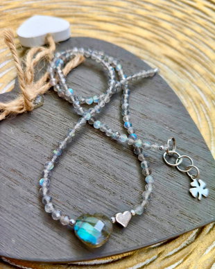 Colier CHOKER inima labradorit natural