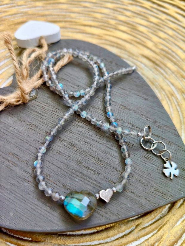 Colier CHOKER inima labradorit natural