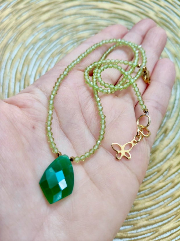 Colier CHOKER peridot & onix verde